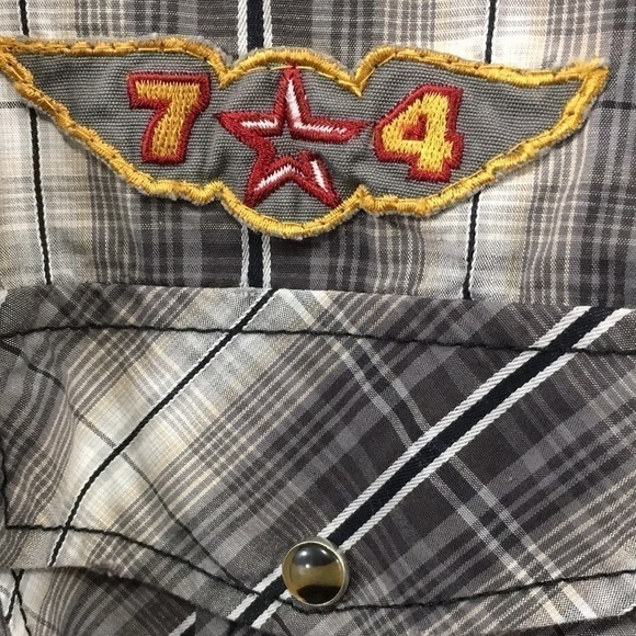 Big Star Western Gray Plaid Pearl Snap Button Down Shirt - Picture 4 of 9